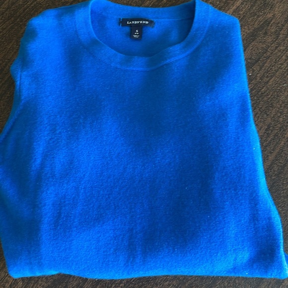 💯% cashmere Lands’ End blue crewneck sweater excellent condition - Picture 11 of 11